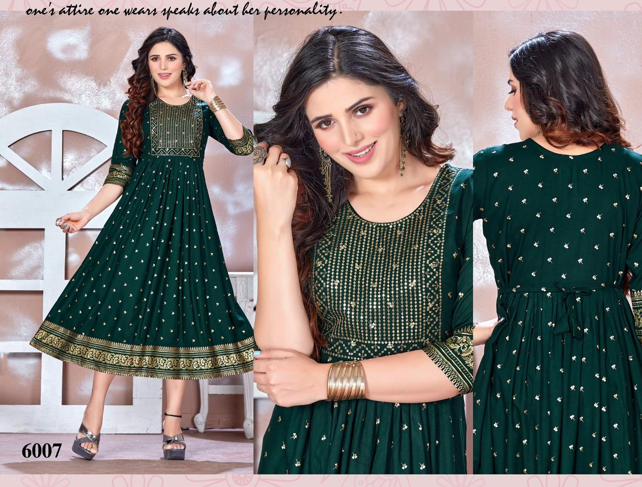 Golden Be Rich 2 Printed Rayon Anarkali Kurtis Catalog
